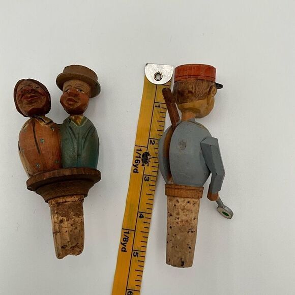 VINTAGE ARNI German hand carved wooden wine stoppers - Picture 3 of 4